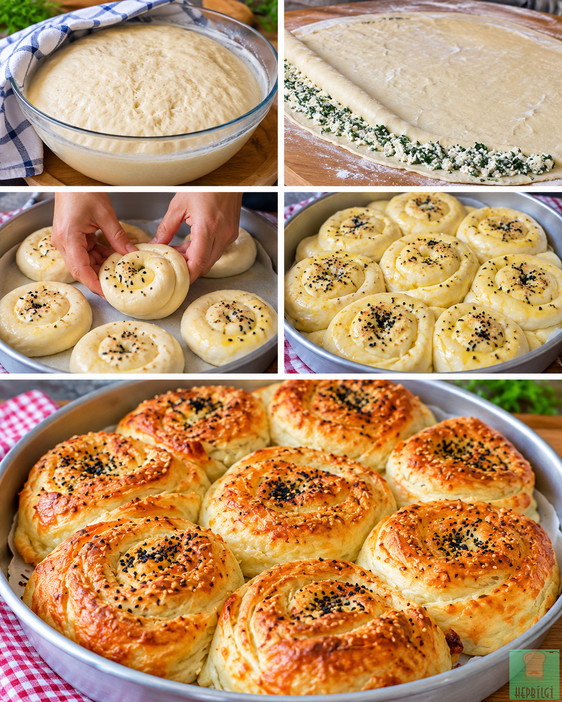 ISPANAKLI PEYNİRLİ GÜL BÖREĞİ - 1