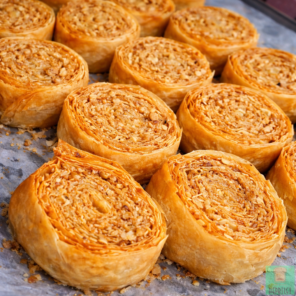hazır baklava yufkasından tereyağlı çıtır tahinli rulo sarma - 1