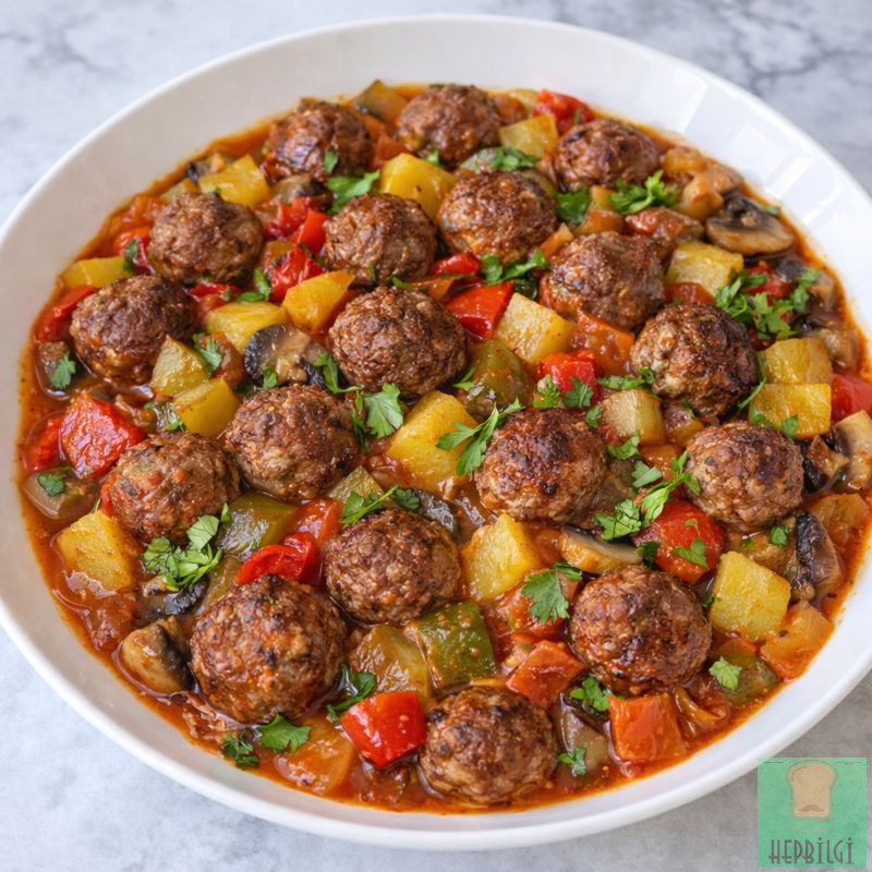 10 Dakikada Kat Karıştır Köfteli Sebze Yemeği - 2