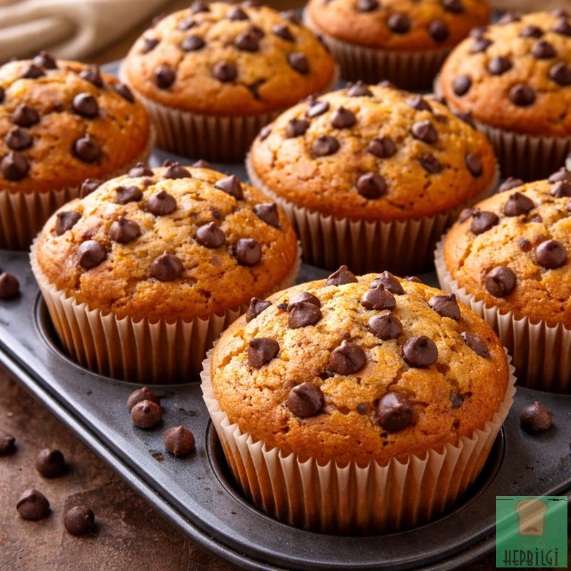 Fırında Damla Çikolatalı Muffin Kek Tarifi - 3