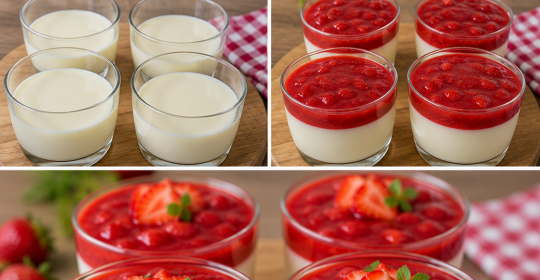 Çilek Soslu Muhallebi