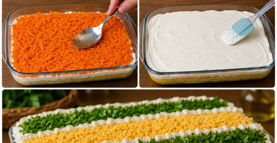 3 Renkli Kat Kat Patates Salatası