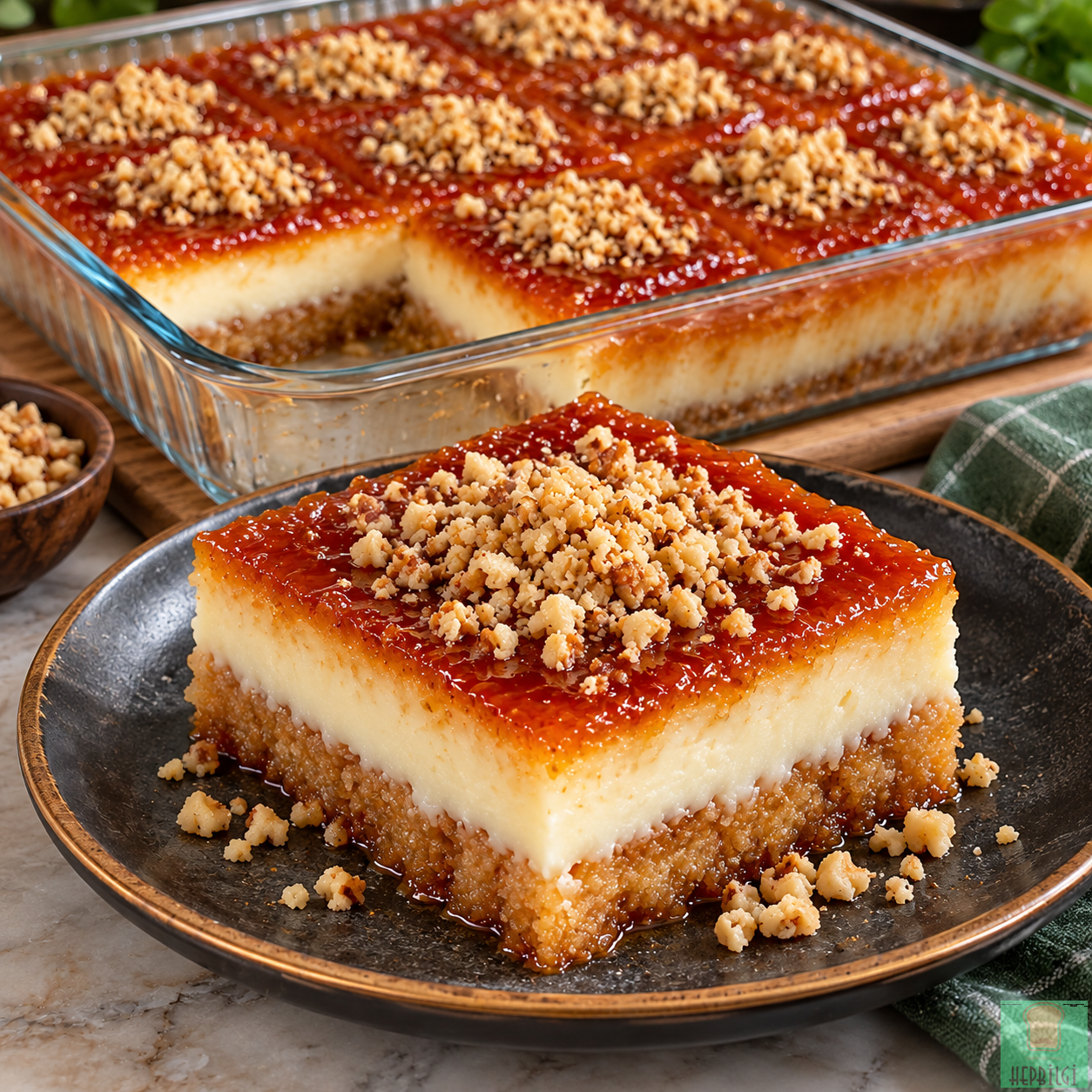 KARAMELLİ MUHALLEBİLİ EKMEK KADAYIFI TATLISI - 3